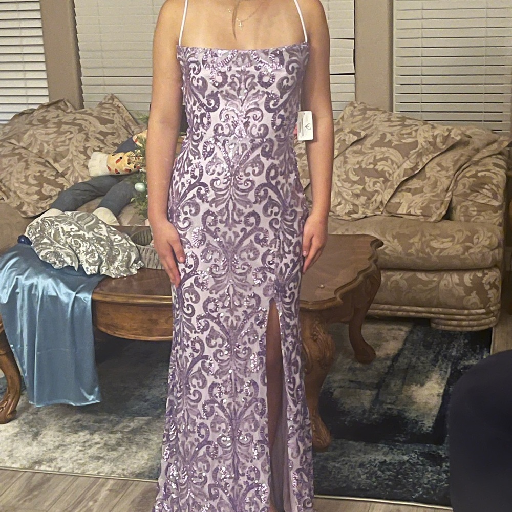 Elegant Purple Patterned Dress